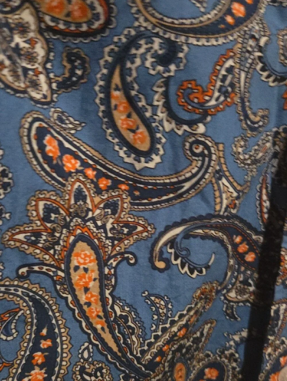 Cinch Blue Paisley Button-Down Shirt with Orange Accents